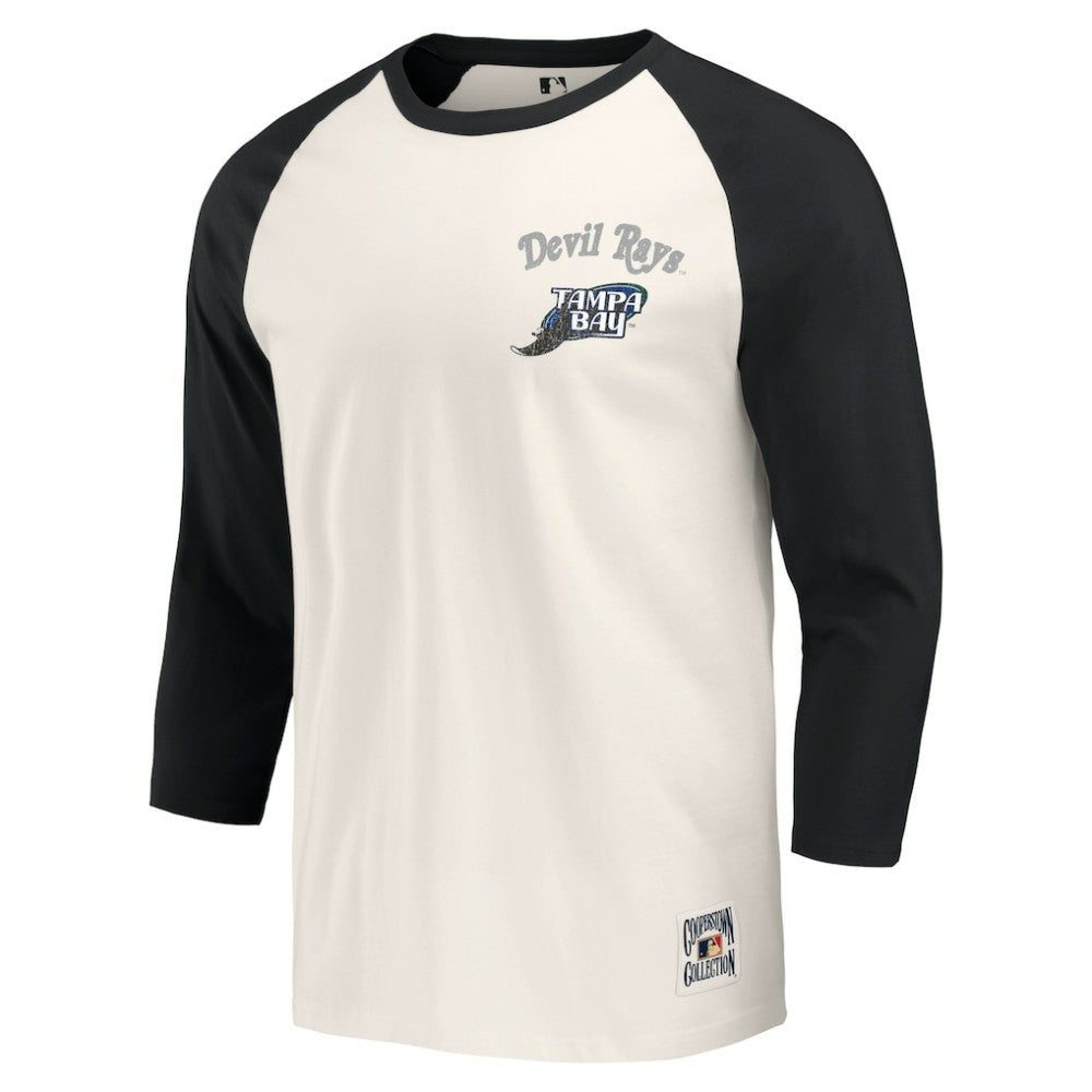 Tampa Bay Rays Darius Rucker Collection Cooperstown Collection Raglan 3/4-Sleeve T-Shirt Black/White