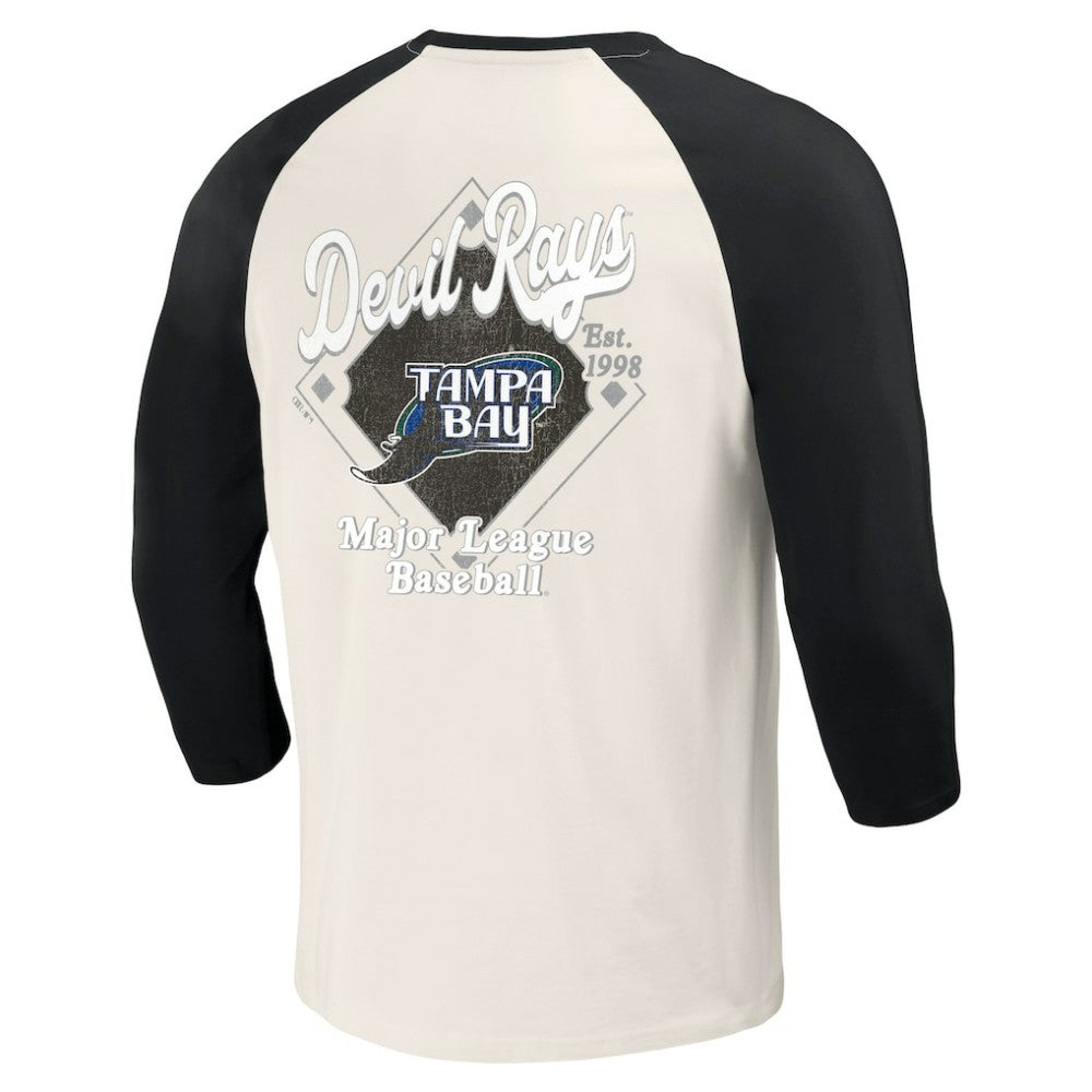 Tampa Bay Rays Darius Rucker Collection Cooperstown Collection Raglan 3/4-Sleeve T-Shirt Black/White