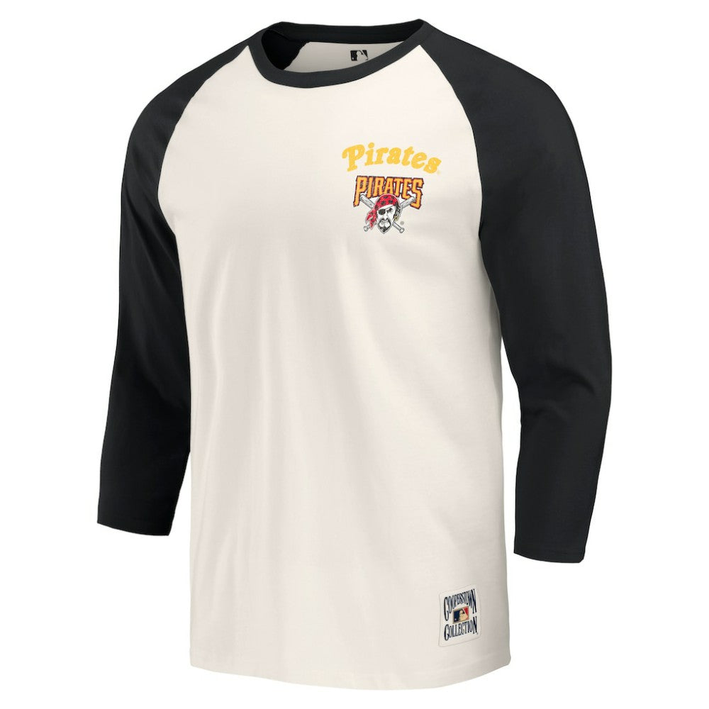 Pittsburgh Pirates Darius Rucker Collection Cooperstown Collection Raglan 3/4-Sleeve T-Shirt Black/White