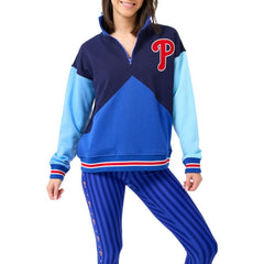 Philadelphia Phillies Terez Women's Classic Colorblock Quarter-Zip Sweatshirt Navy/Blue