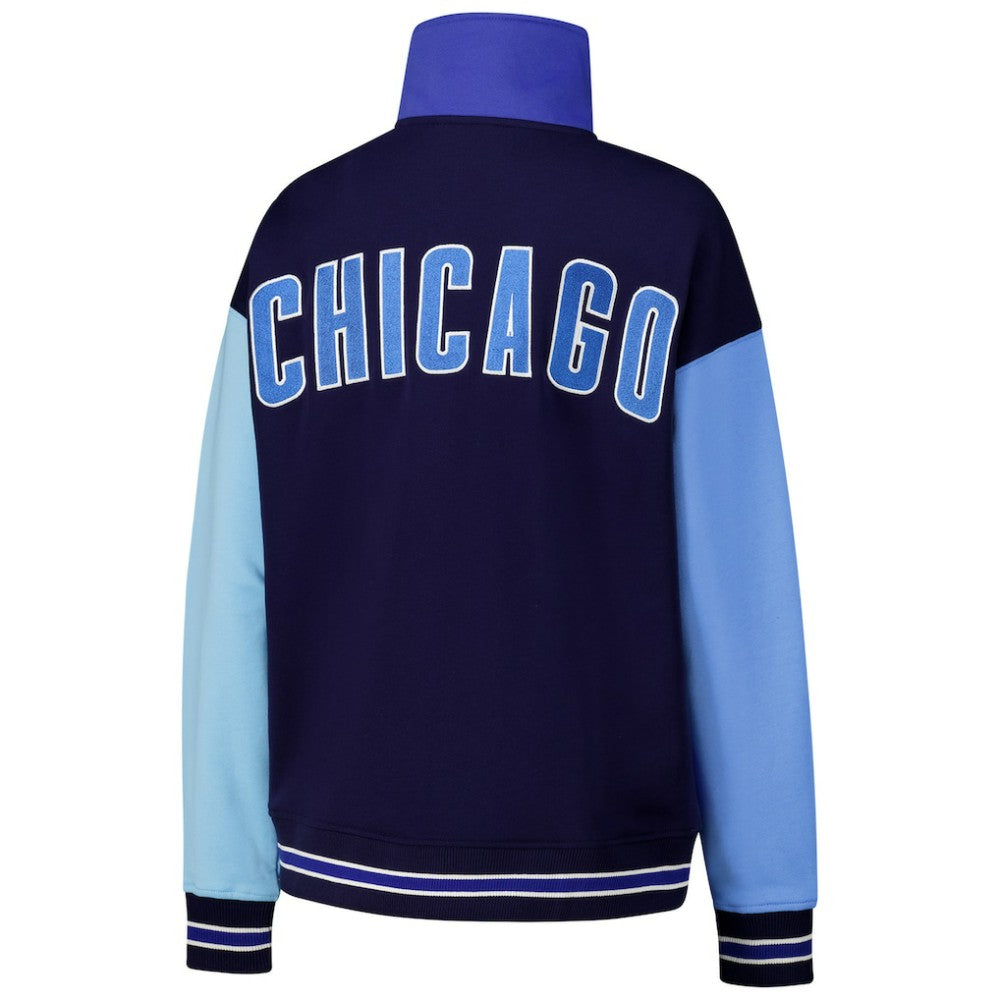 Chicago Cubs Terez Women's Classic Colorblock Quarter-Zip Sweatshirt Navy/Blue