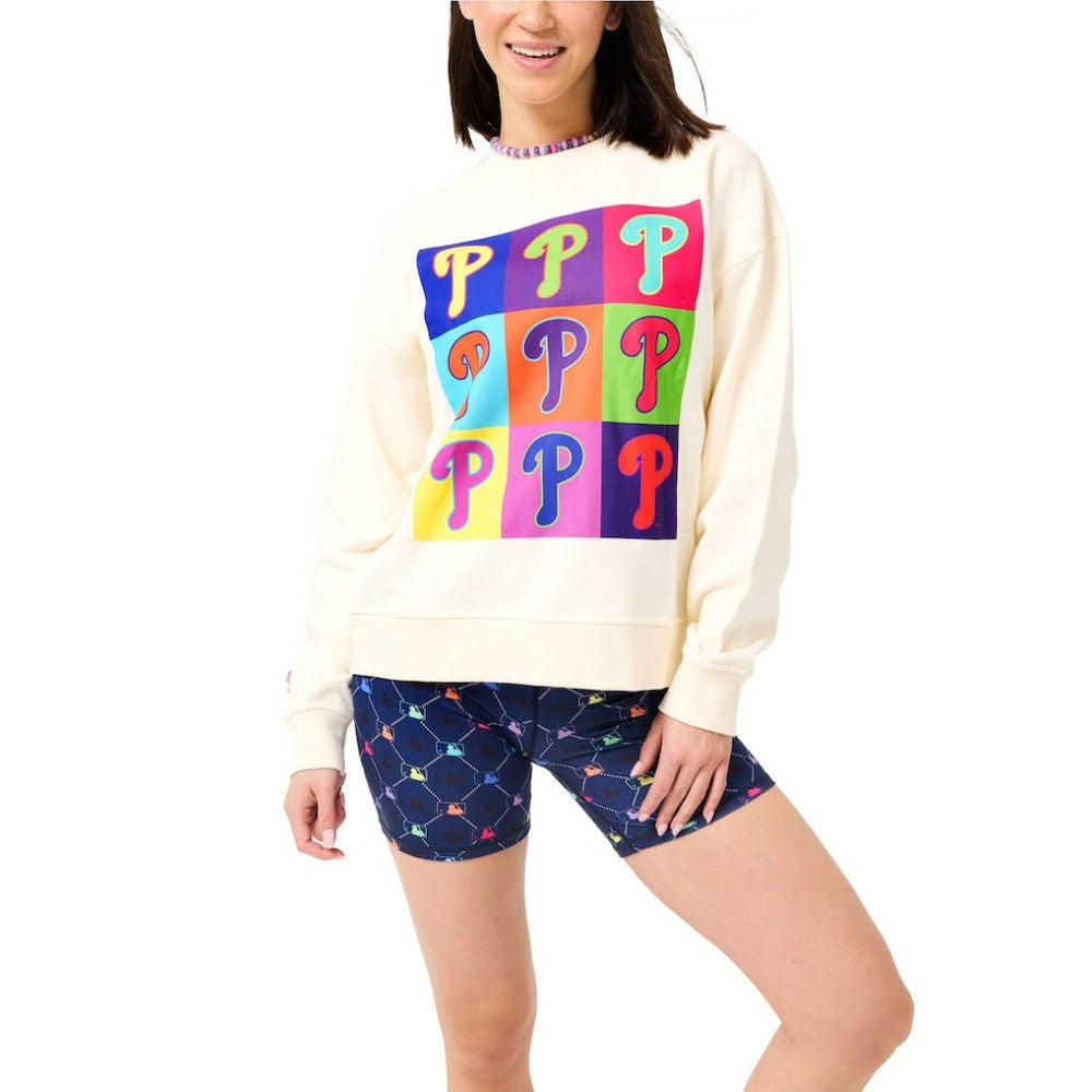 Philadelphia Phillies Terez Women's Classic Oversized Pullover Sweatshirt Cream
