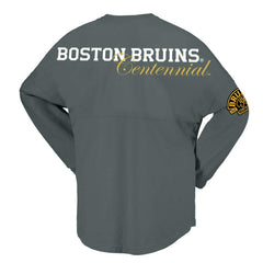 Boston Bruins Fanatics Women's 100th Anniversary Spirit Jersey T-Shirt - Gray T-shirts