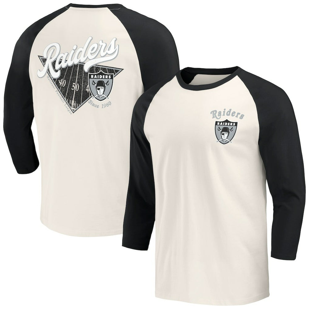 Las Vegas Raiders Darius Rucker Collection Raglan 3/4 Sleeve T-Shirt - Black/White cheap