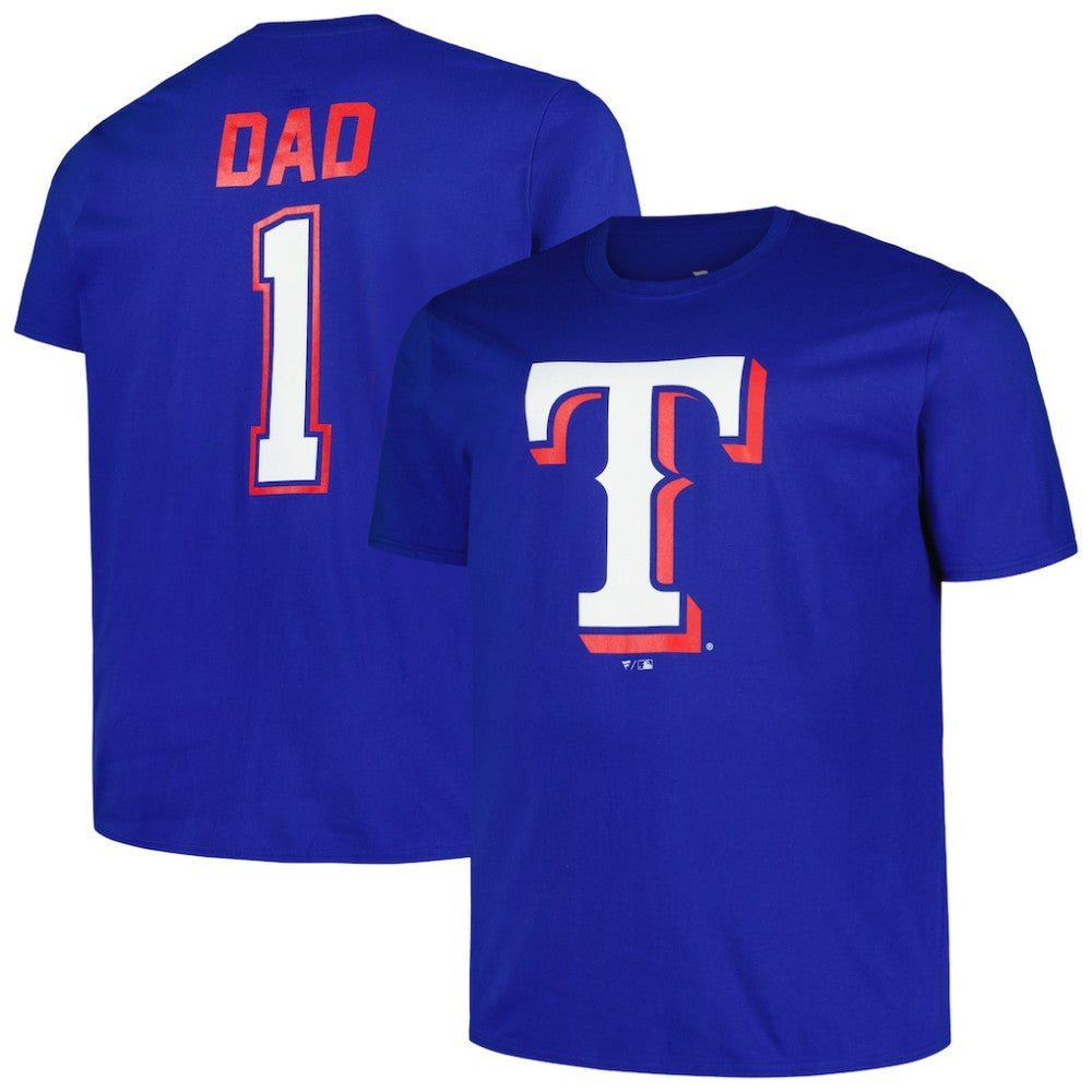 Texas Rangers Profile Big & Tall #1 Dad T-Shirt Royal
