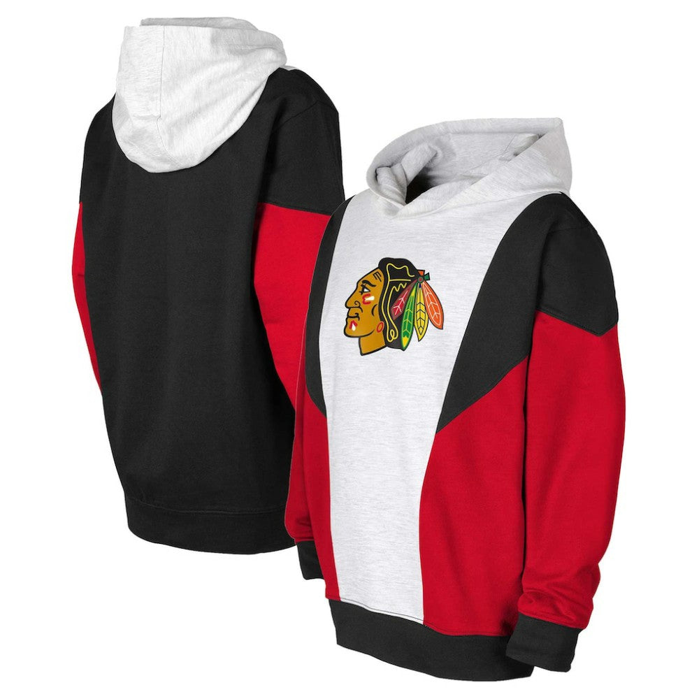 Chicago Blackhawks Youth Champion League Fleece Pullover Hoodie - Ash/Black Hoodies