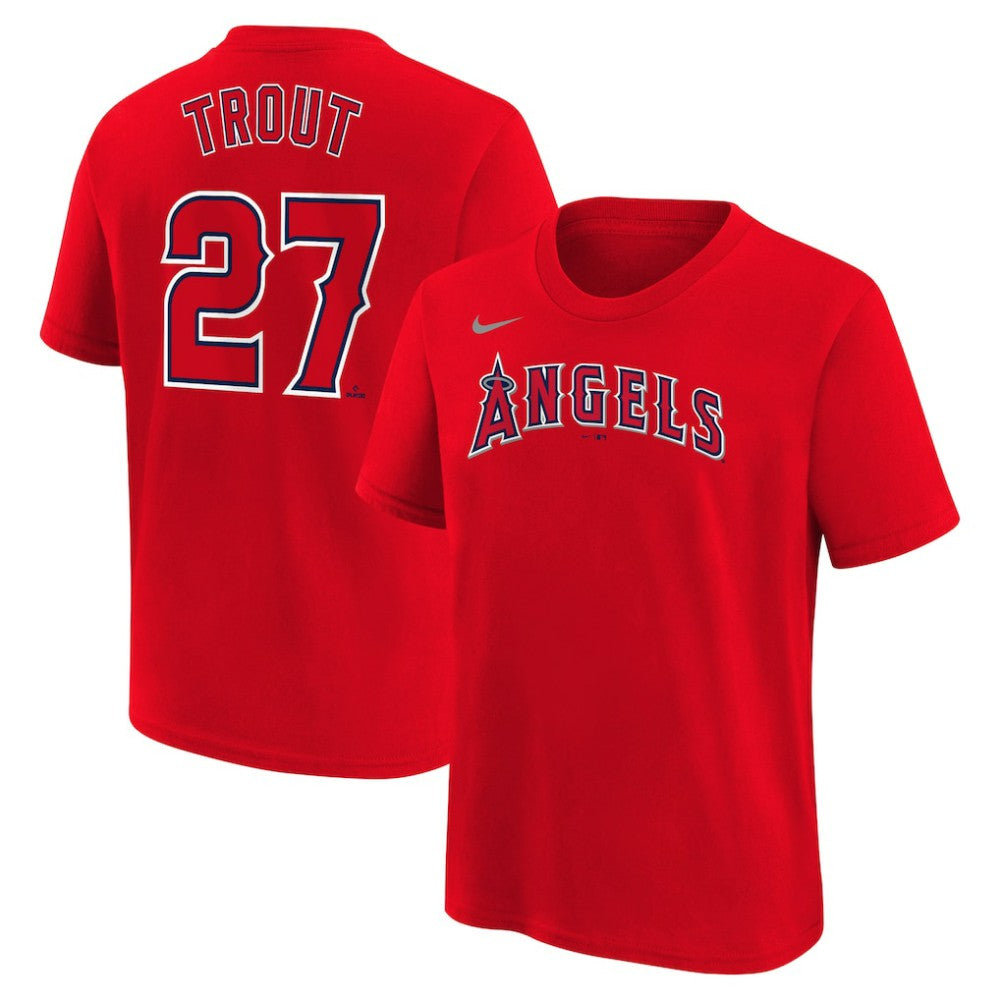 Mike Trout Los Angeles Angels Youth Name & Number T-Shirt Red