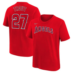 Mike Trout Los Angeles Angels Youth Name & Number T-Shirt Red