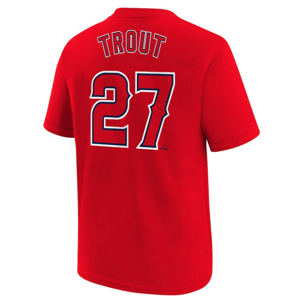 Mike Trout Los Angeles Angels Youth Name & Number T-Shirt Red