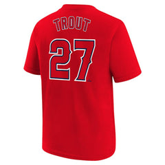 Mike Trout Los Angeles Angels Youth Name & Number T-Shirt Red