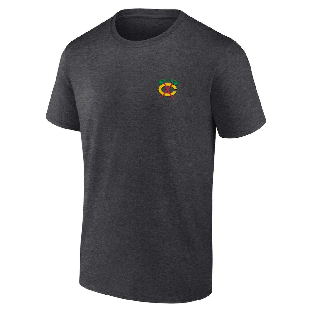 Chicago Blackhawks Fanatics Backbone T-Shirt - Heather Charcoal T-shirts