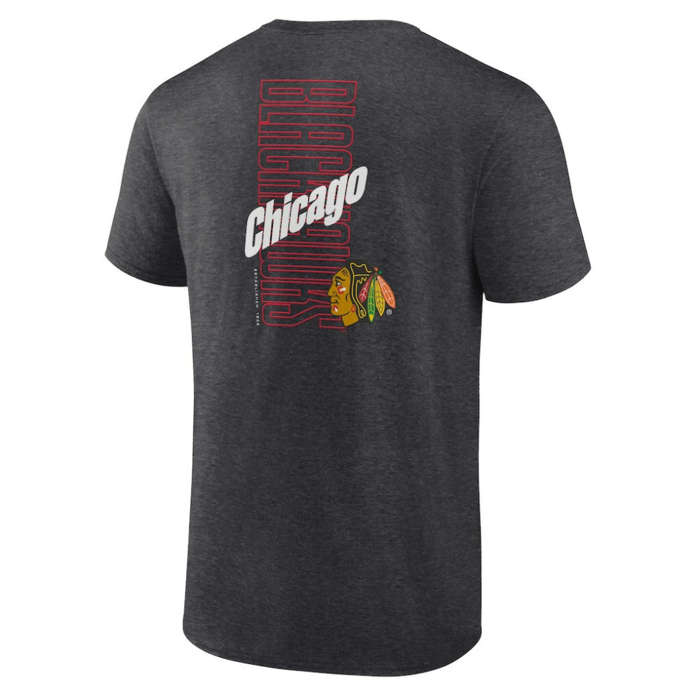 Chicago Blackhawks Fanatics Backbone T-Shirt - Heather Charcoal T-shirts