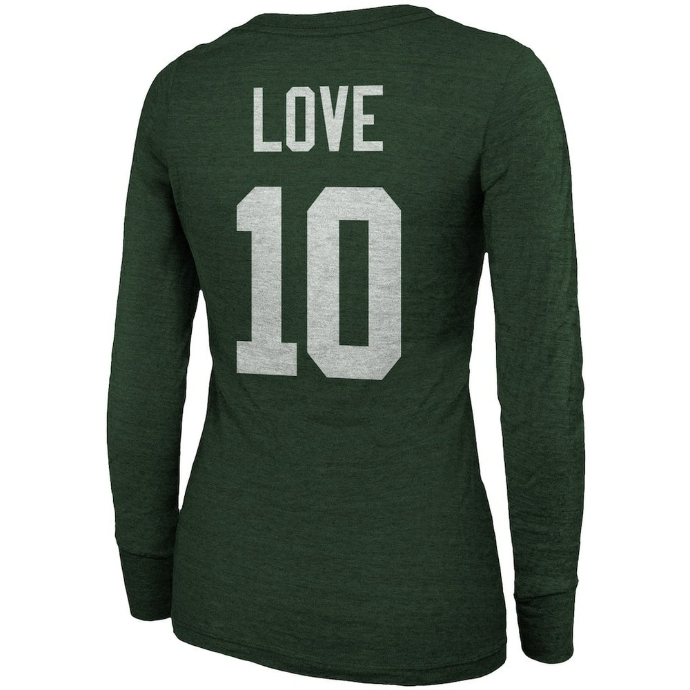 Jordan Love Green Bay Packers Majestic Threads Women's Name & Number Long Sleeve Scoop Neck Tri-Blend T-Shirt – Green online