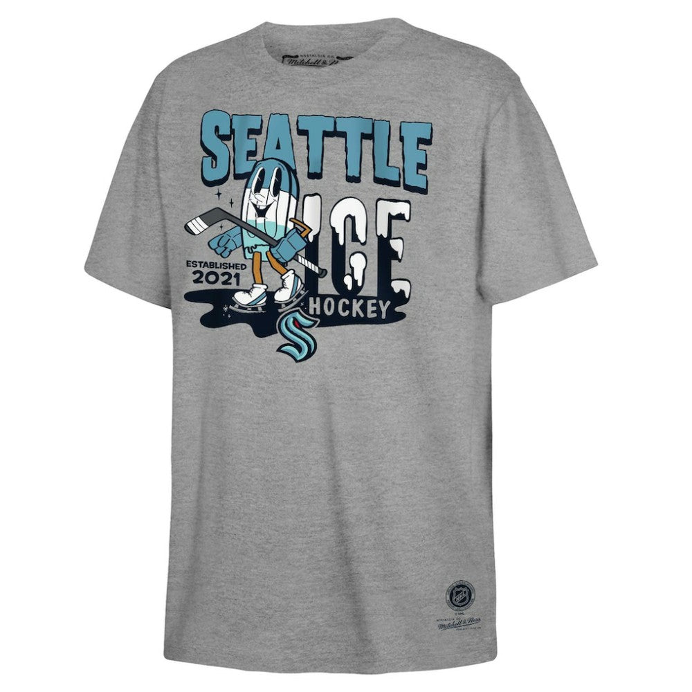 Seattle Kraken Mitchell & Ness Youth Ice Hockey T-Shirt - Gray T-shirts