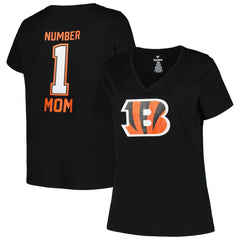 Cincinnati Bengals Women's Plus Size Mother's Day #1 Mom V-Neck T-Shirt - Black cheap