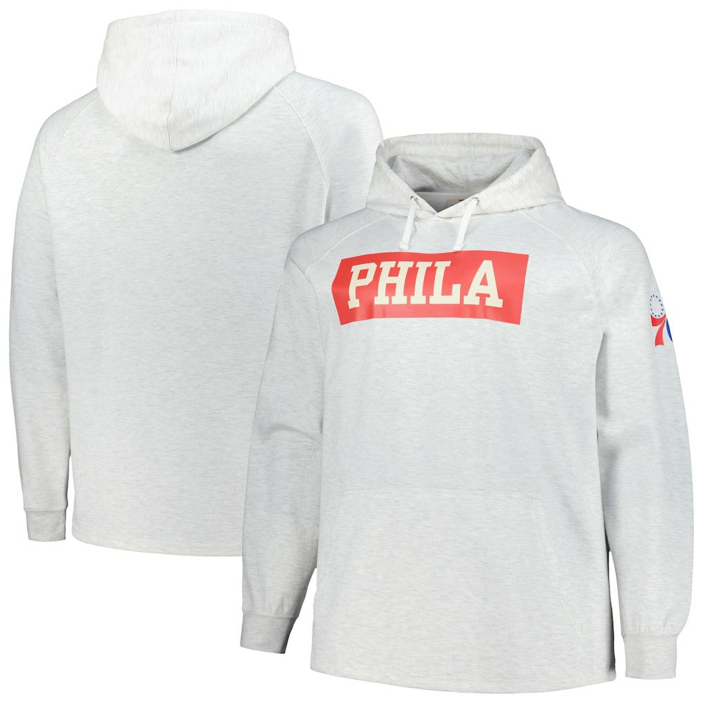 Philadelphia 76ers Big & Tall Raglan Tri-Blend Pullover Hoodie - Ash outlet