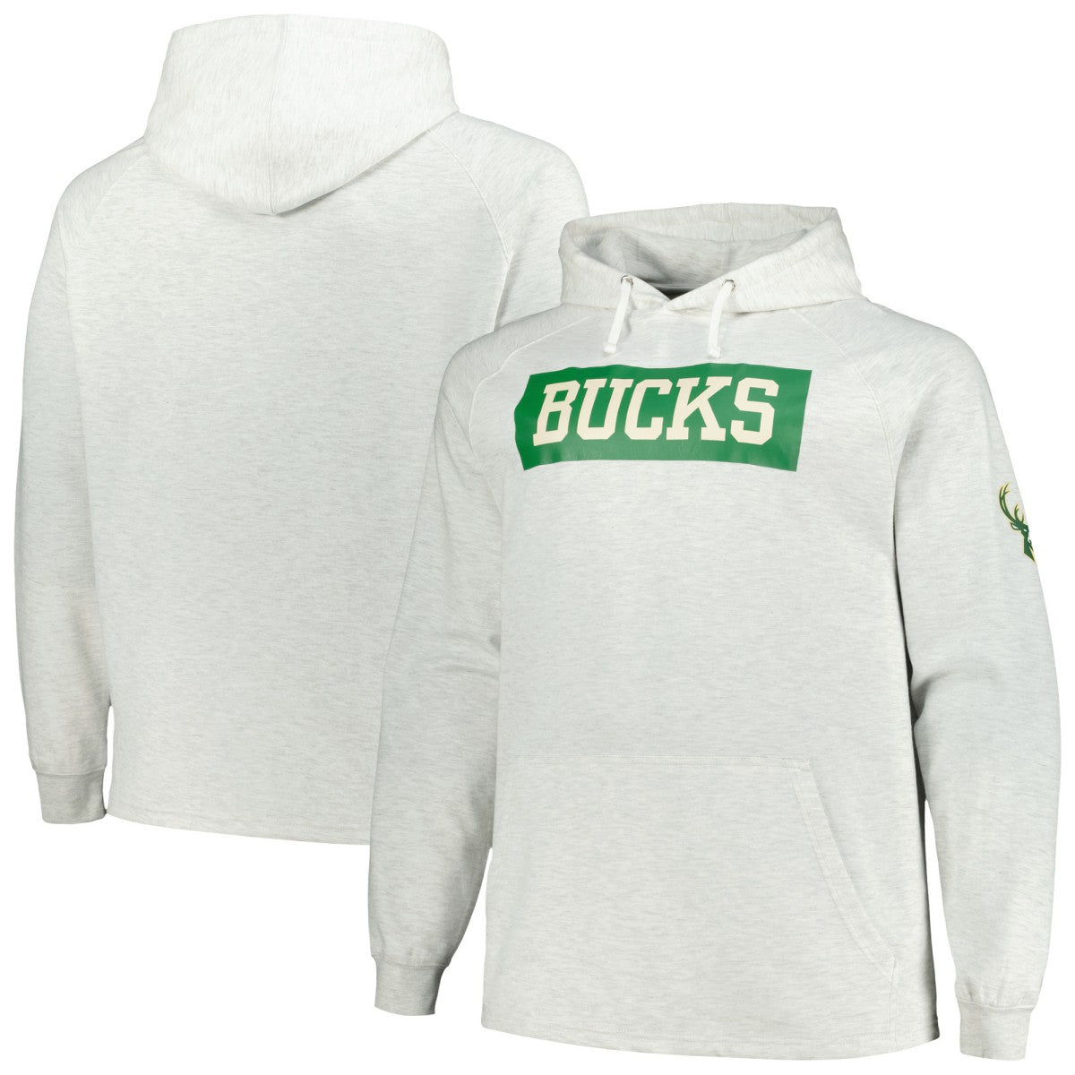 Milwaukee Bucks Big & Tall Raglan Tri-Blend Pullover Hoodie - Ash on sale