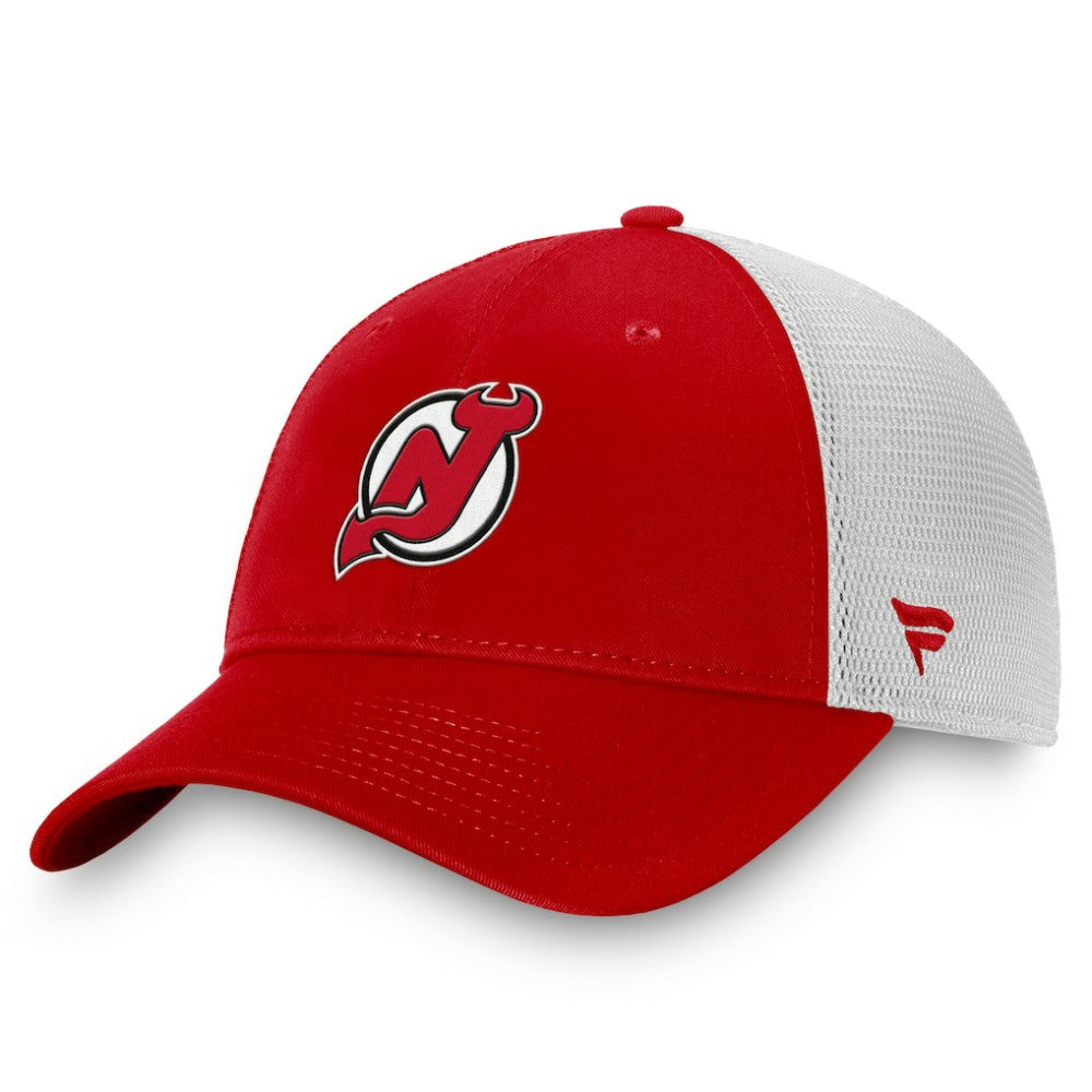 New Jersey Devils Fanatics Core Primary Logo Trucker Adjustable Hat - Red/White Jerseys