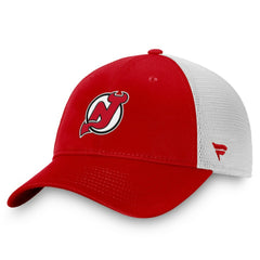 New Jersey Devils Fanatics Core Primary Logo Trucker Adjustable Hat - Red/White Jerseys