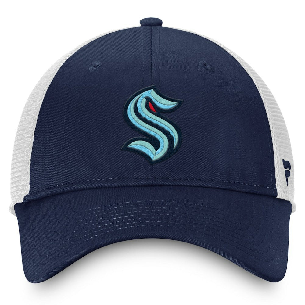 Seattle Kraken Fanatics Core Primary Logo Trucker Adjustable Hat - Deep Sea Blue/White Hats