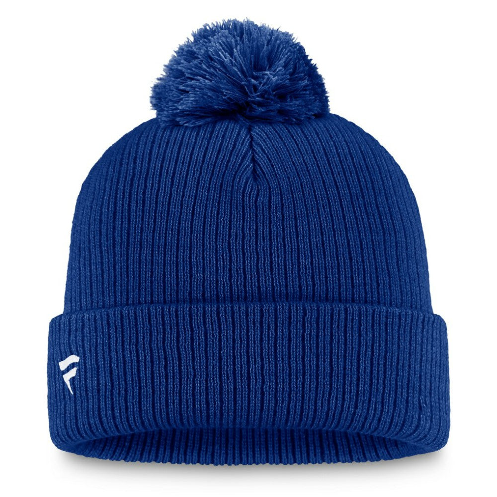 Edmonton Oilers Fanatics Primary Logo Cuffed Knit Hat with Pom - Royal Hats