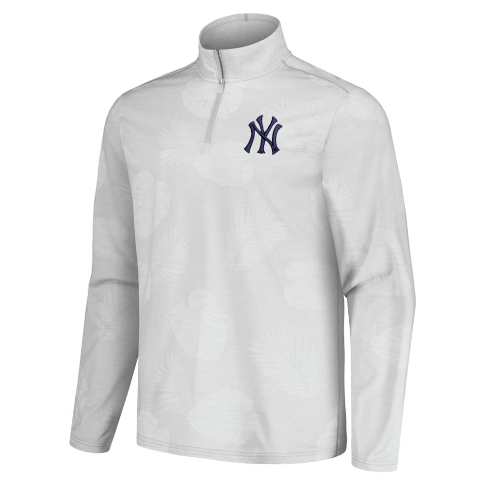 New York Yankees Tommy Bahama Delray Frond IslandZone Half-Zip Jacket Gray
