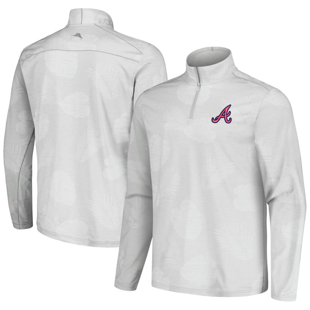 Atlanta Braves Tommy Bahama Delray Frond IslandZone Half-Zip Jacket Gray