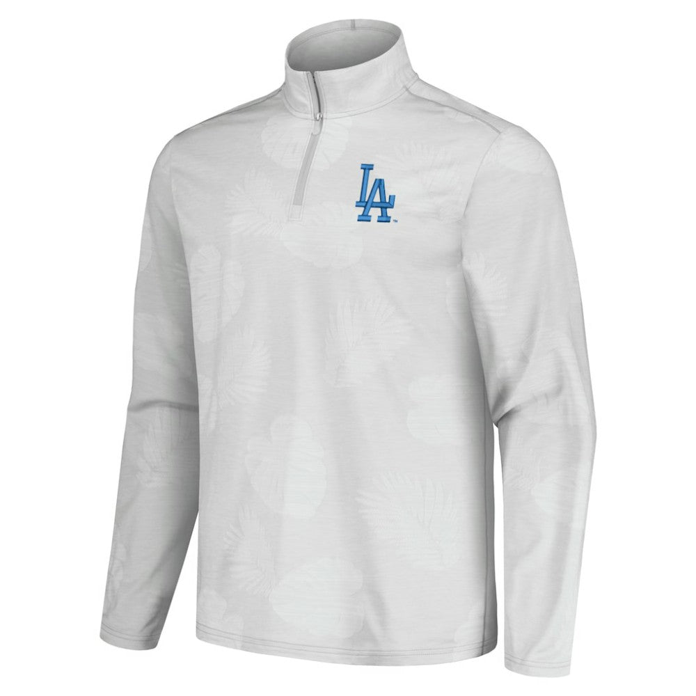 Los Angeles Dodgers Tommy Bahama Delray Frond IslandZone Half-Zip Jacket Gray