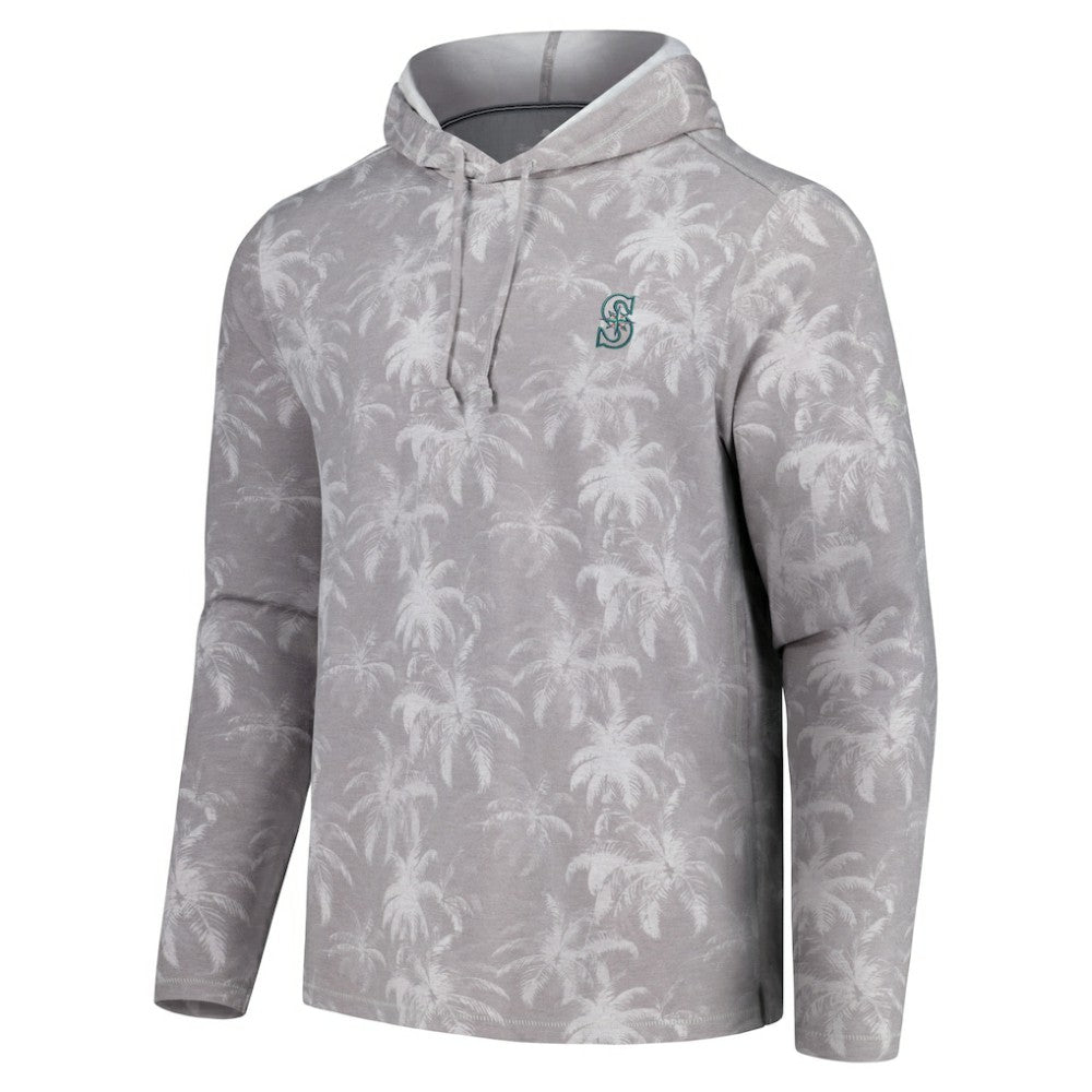 Seattle Mariners Tommy Bahama Palm Frenzy Hoodie Long Sleeve T-Shirt Gray