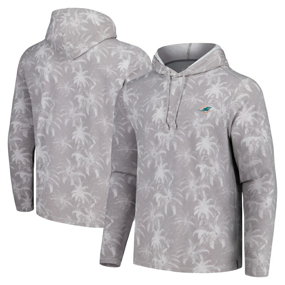 Miami Dolphins Palm Frenzy Hoodie Long Sleeve T-Shirt - Gray on sale