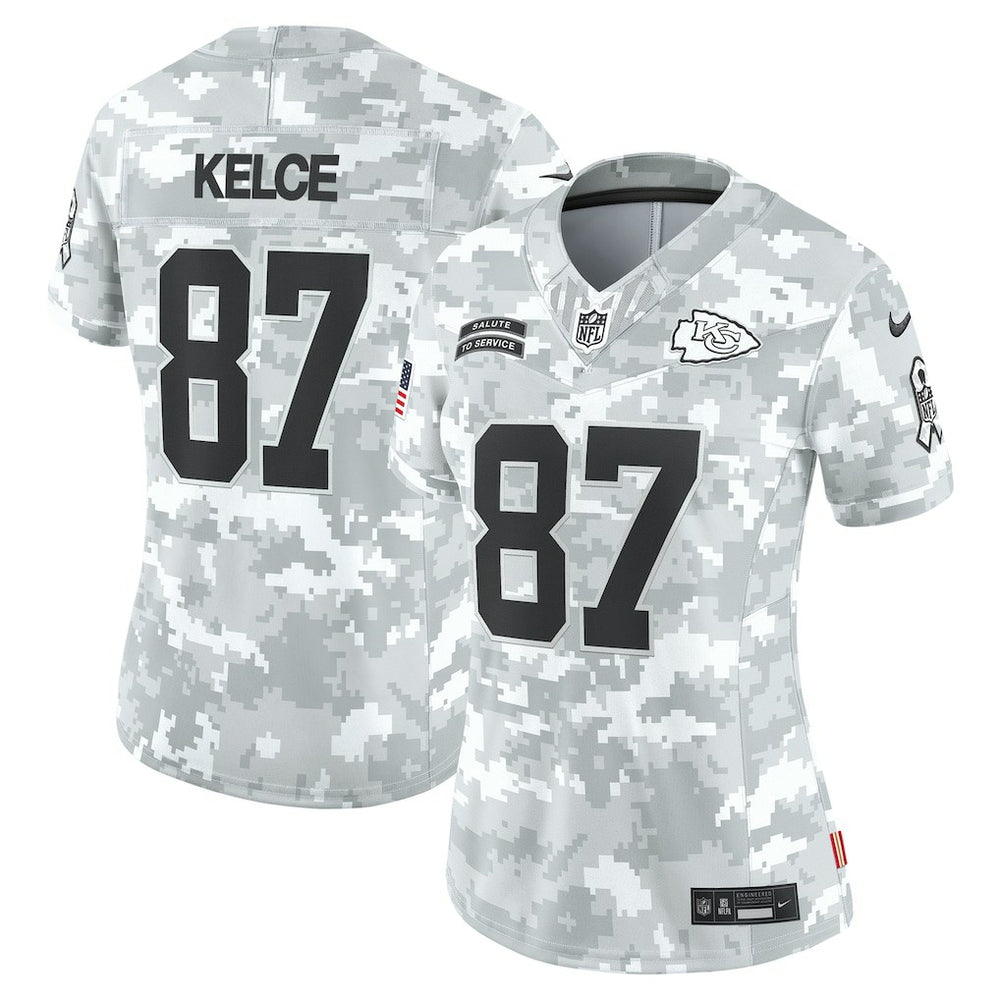 Travis Kelce Kansas City Chiefs Women's 2024 Salute to Service Limited Jersey - Arctic Camo online