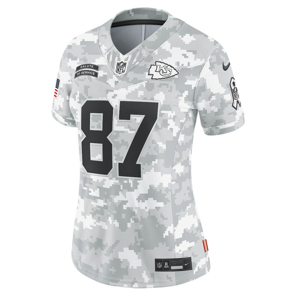Travis Kelce Kansas City Chiefs Women's 2024 Salute to Service Limited Jersey - Arctic Camo online
