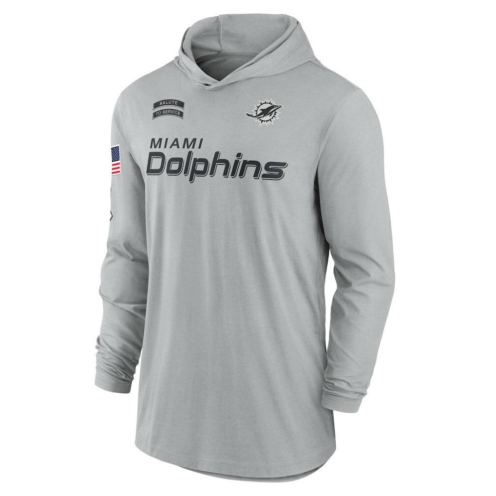 Miami Dolphins 2024 Salute to Service Lightweight Dri-FIT Long Sleeve Hoodie T-Shirt - Gray cheap
