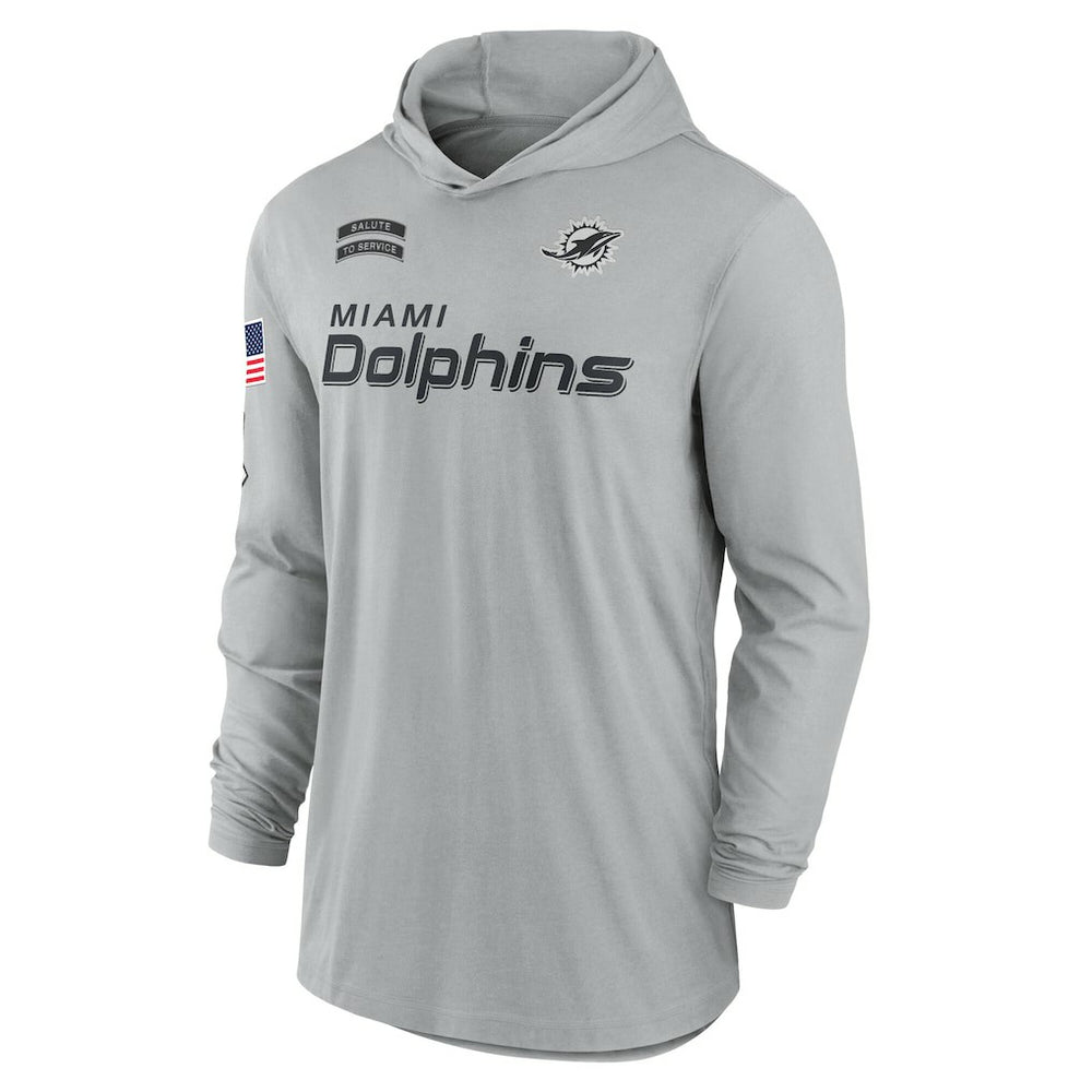 Miami Dolphins 2024 Salute to Service Lightweight Dri-FIT Long Sleeve Hoodie T-Shirt - Gray cheap