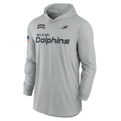 Miami Dolphins 2024 Salute to Service Lightweight Dri-FIT Long Sleeve Hoodie T-Shirt - Gray cheap