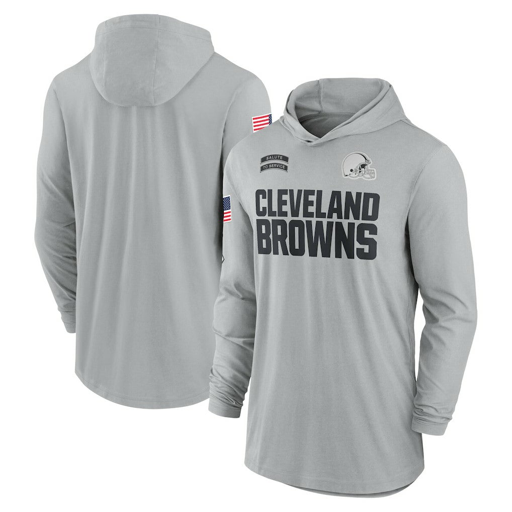 Cleveland Browns 2024 Salute to Service Lightweight Dri-FIT Long Sleeve Hoodie T-Shirt - Gray sale