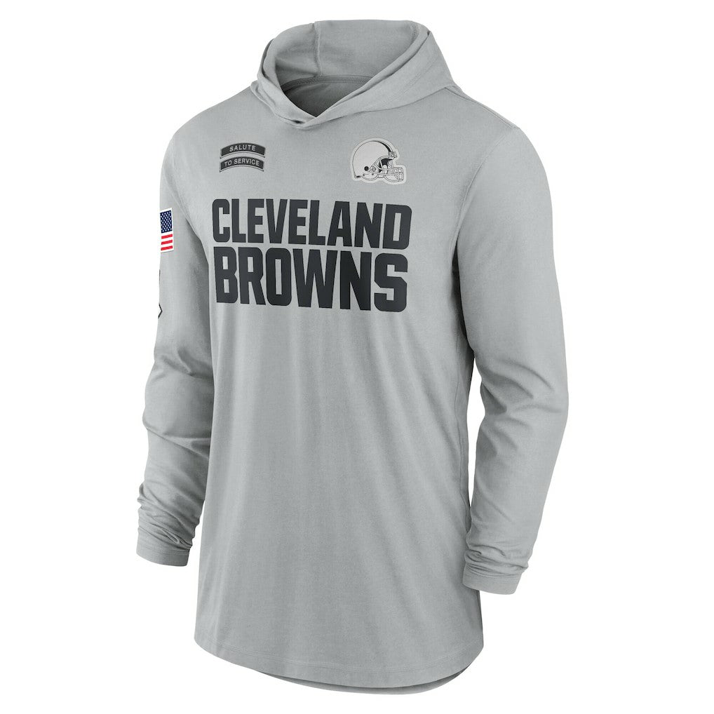 Cleveland Browns 2024 Salute to Service Lightweight Dri-FIT Long Sleeve Hoodie T-Shirt - Gray sale