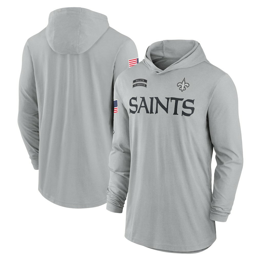 New Orleans Saints 2024 Salute to Service Lightweight Dri-FIT Long Sleeve Hoodie T-Shirt - Gray online