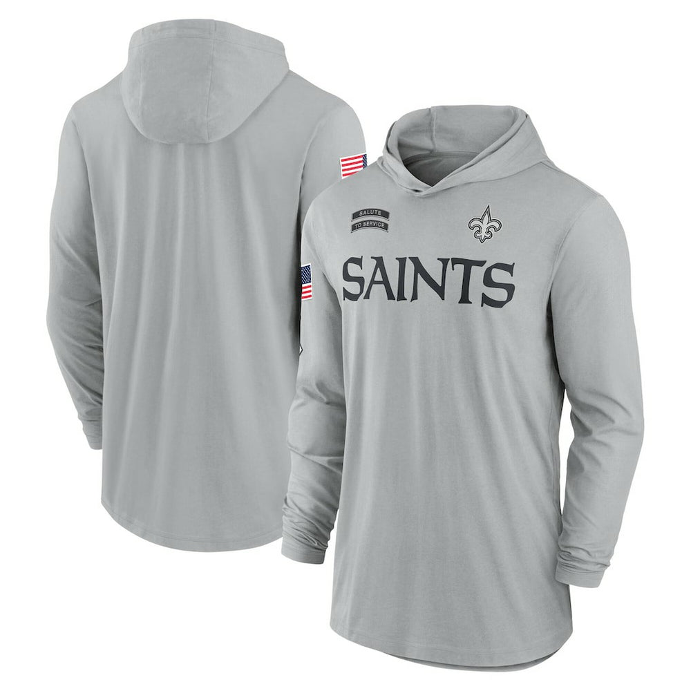 New Orleans Saints 2024 Salute to Service Lightweight Dri-FIT Long Sleeve Hoodie T-Shirt - Gray online