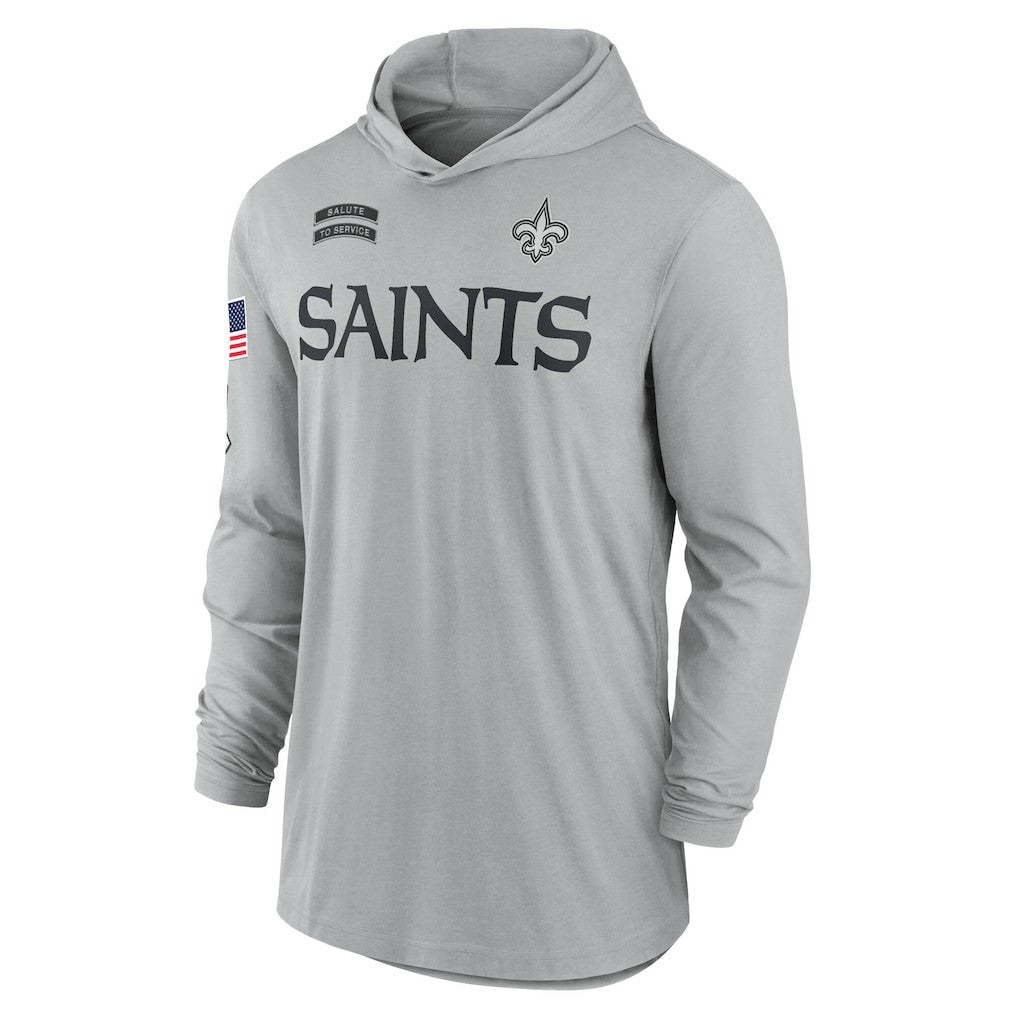 New Orleans Saints 2024 Salute to Service Lightweight Dri-FIT Long Sleeve Hoodie T-Shirt - Gray online