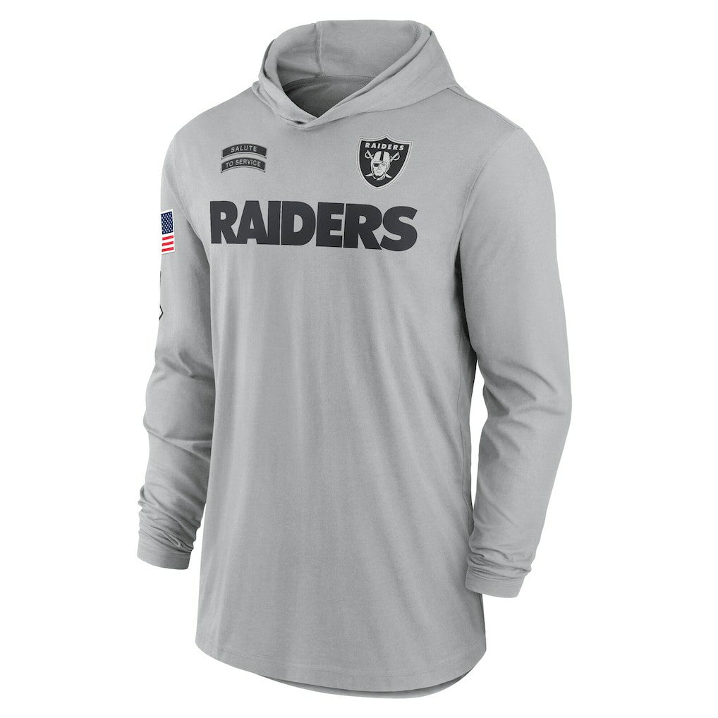 Las Vegas Raiders 2024 Salute to Service Lightweight Dri-FIT Long Sleeve Hoodie T-Shirt - Gray discount