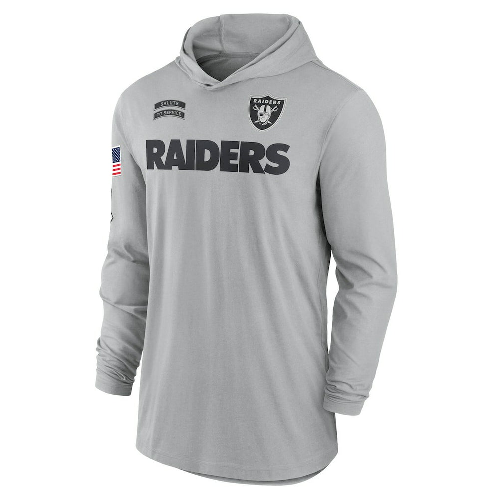 Las Vegas Raiders 2024 Salute to Service Lightweight Dri-FIT Long Sleeve Hoodie T-Shirt - Gray discount