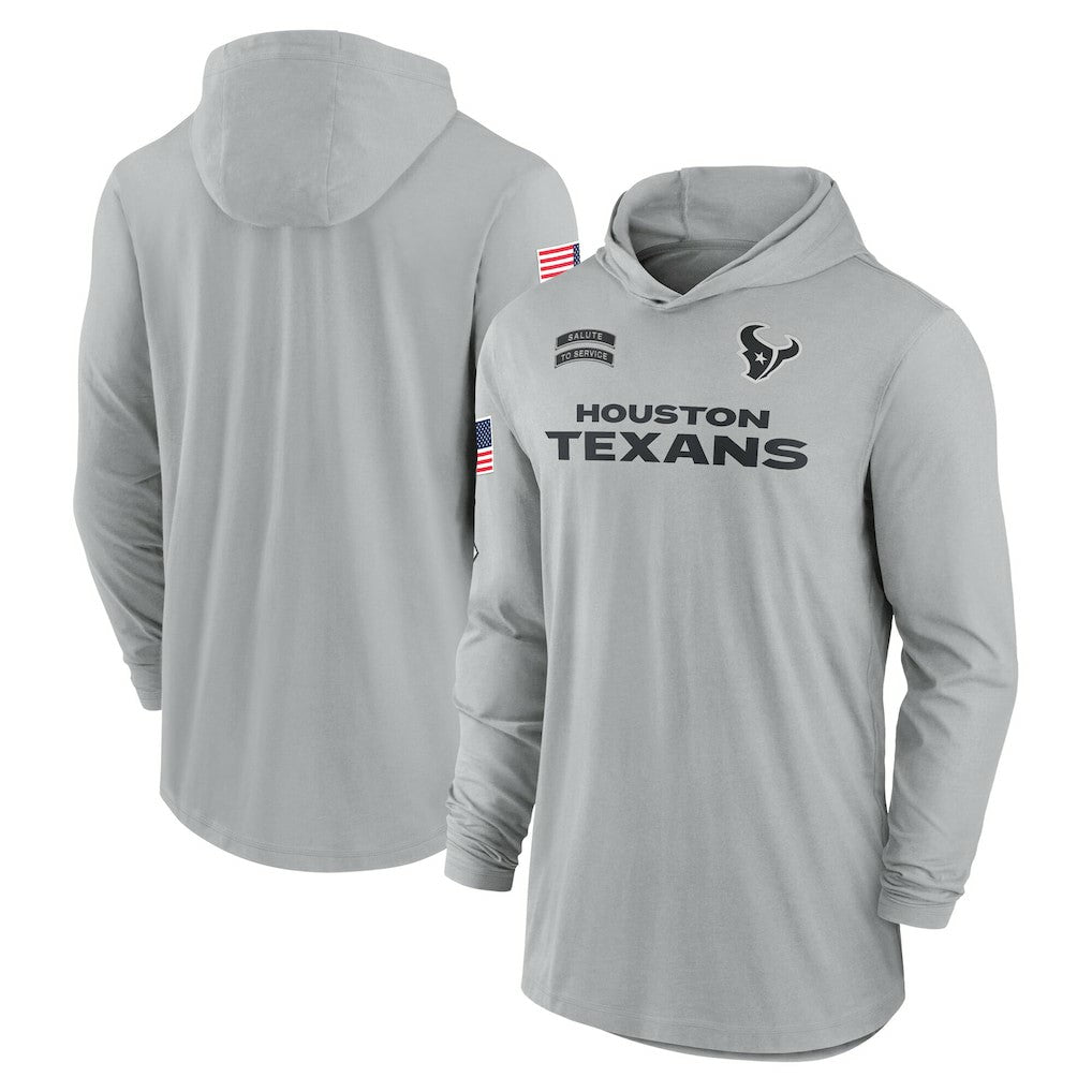 Houston Texans 2024 Salute to Service Lightweight Dri-FIT Long Sleeve Hoodie T-Shirt - Gray discount