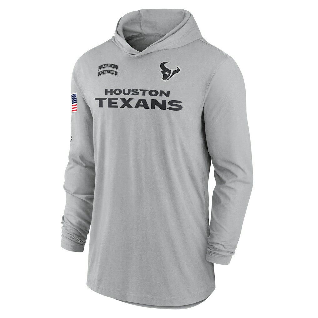 Houston Texans 2024 Salute to Service Lightweight Dri-FIT Long Sleeve Hoodie T-Shirt - Gray discount