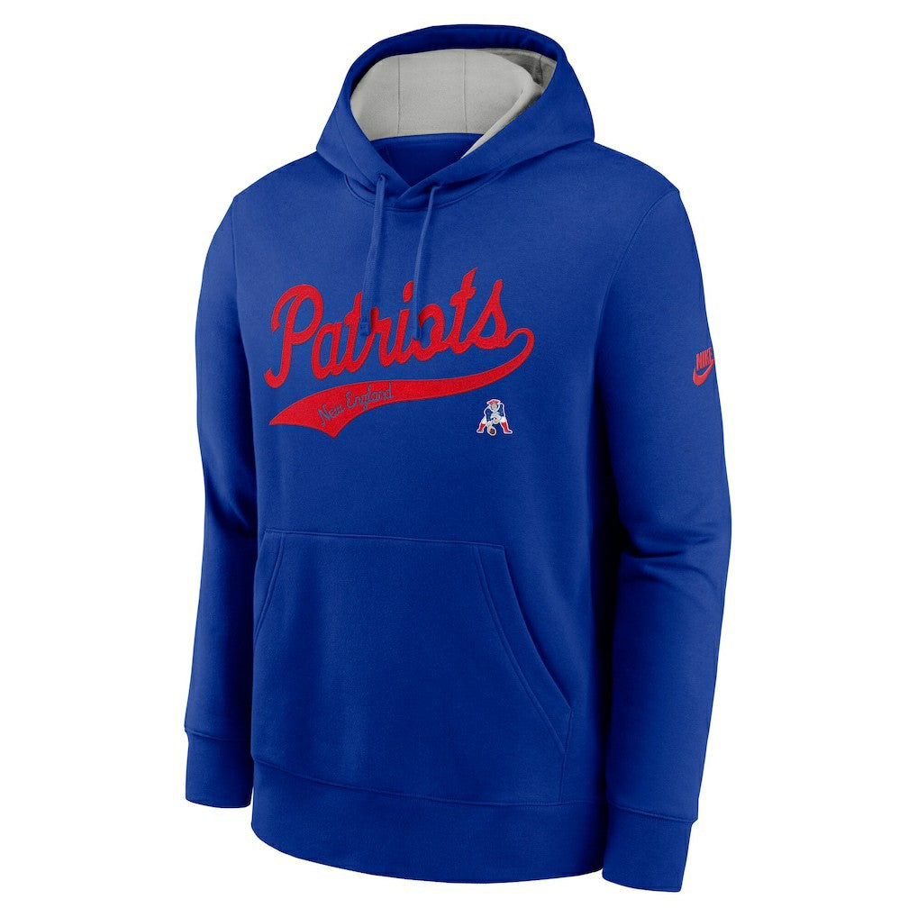 New England Patriots Rewind Club Logo Pullover Hoodie - Royal on sale