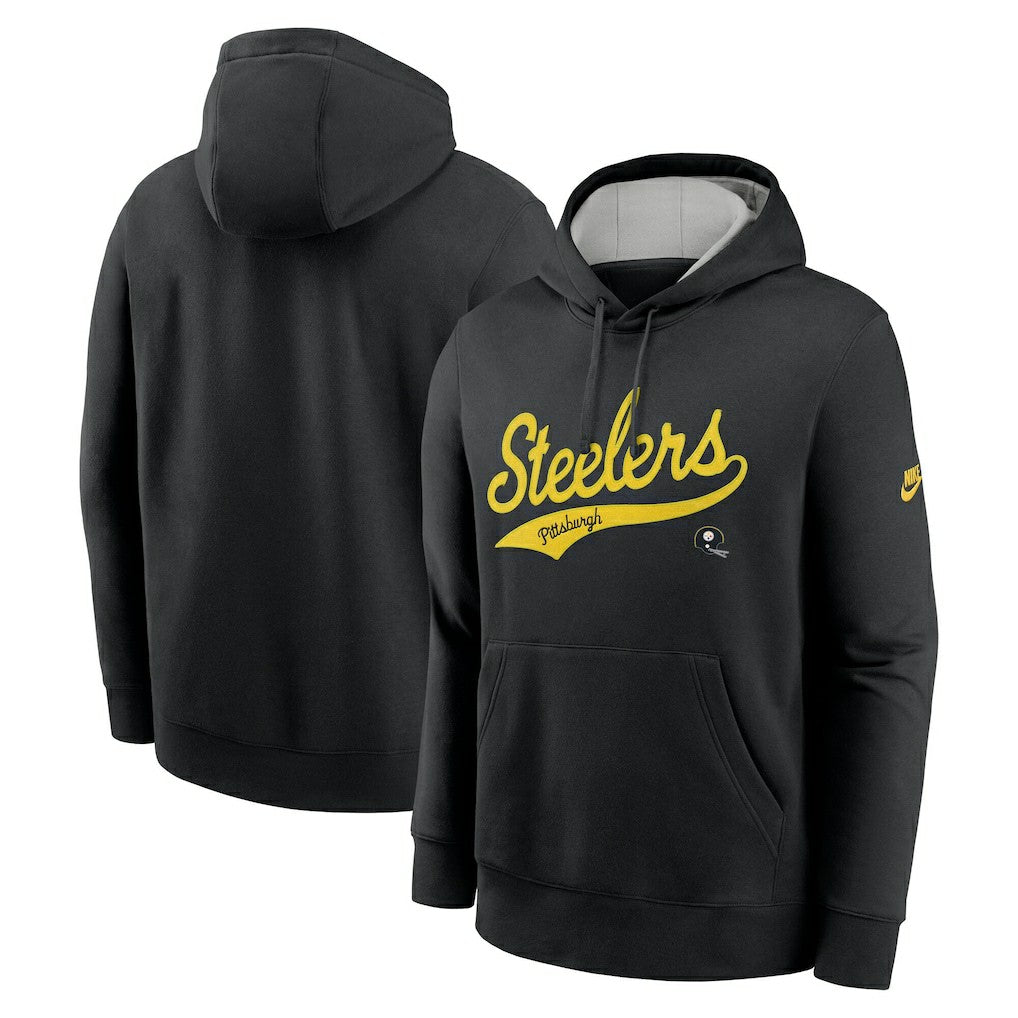 Pittsburgh Steelers Rewind Club Logo Pullover Hoodie - Black discount