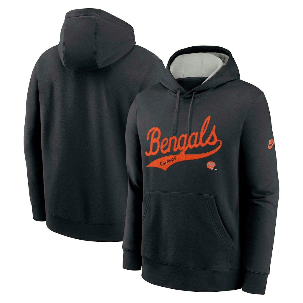 Cincinnati Bengals Rewind Club Logo Pullover Hoodie - Black for sale
