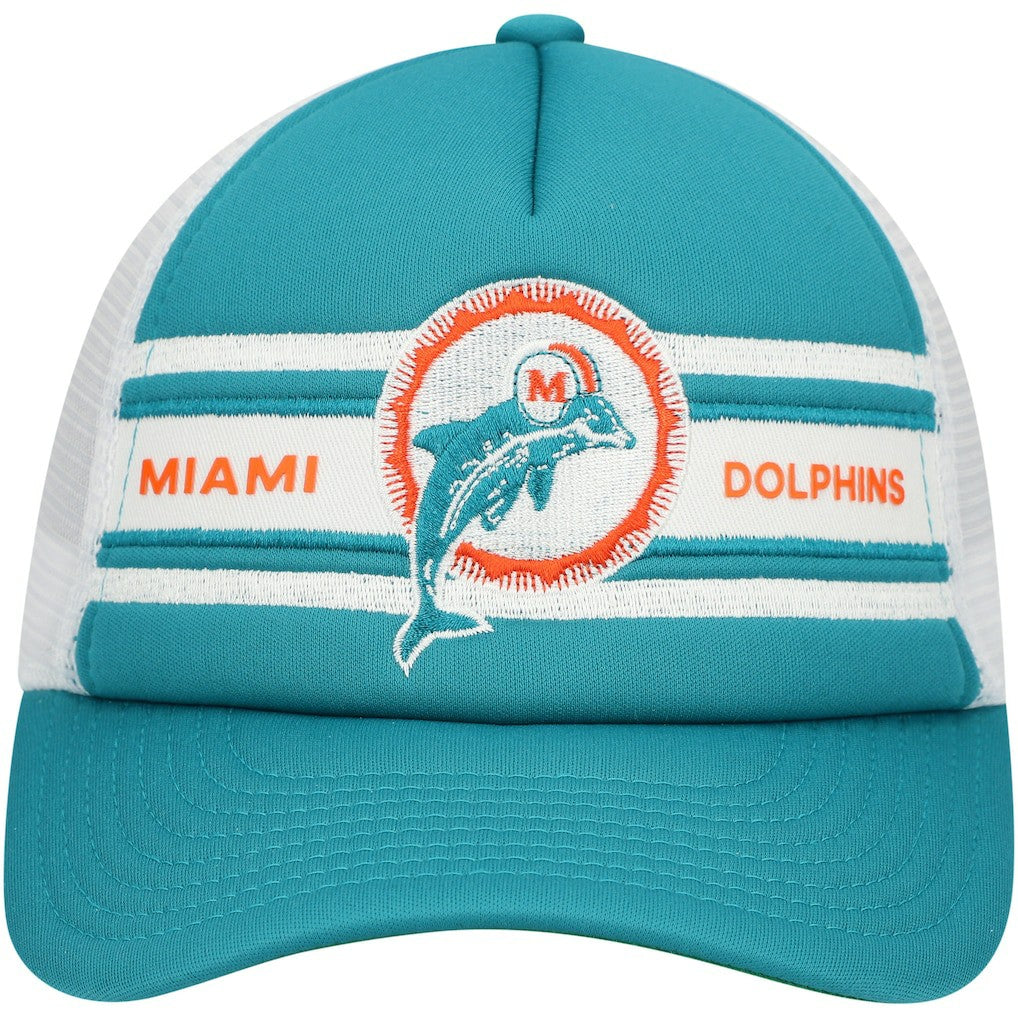 Miami Dolphins Youth Stripe Trucker Adjustable Hat - Aqua cheap