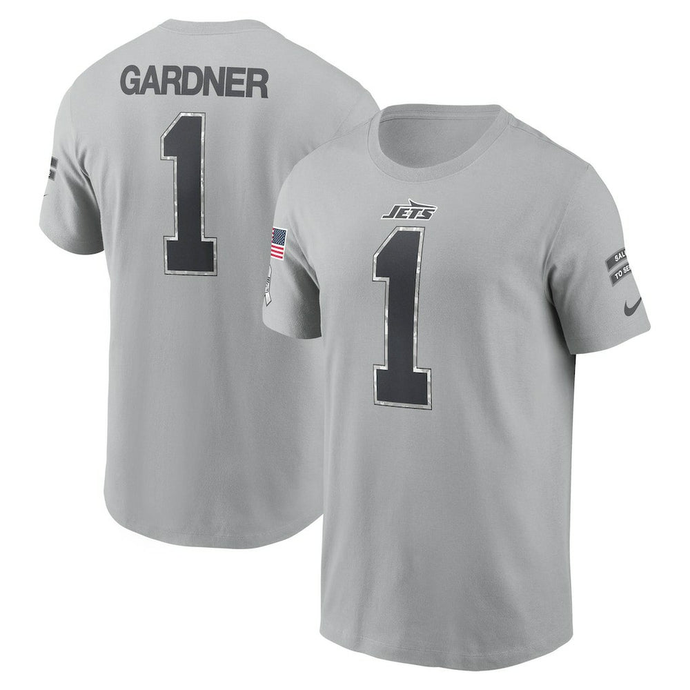 Ahmad Sauce Gardner New York Jets 2024 Salute To Service Name & Number T-Shirt - Gray cheap