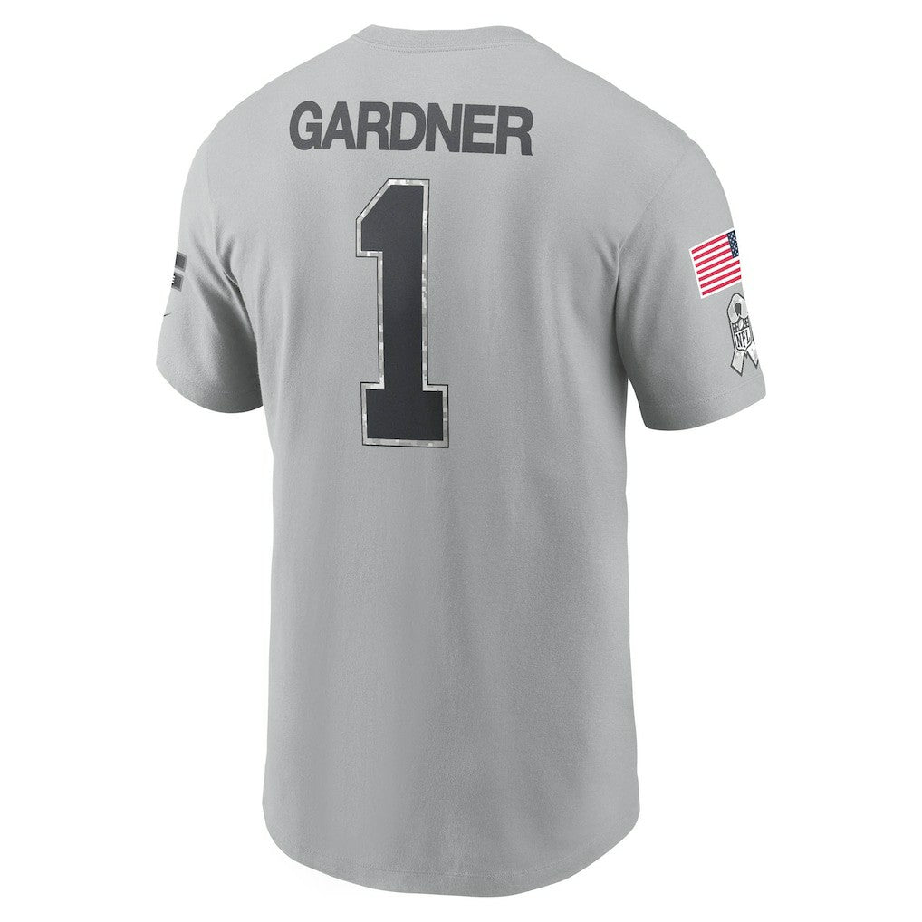 Ahmad Sauce Gardner New York Jets 2024 Salute To Service Name & Number T-Shirt - Gray cheap